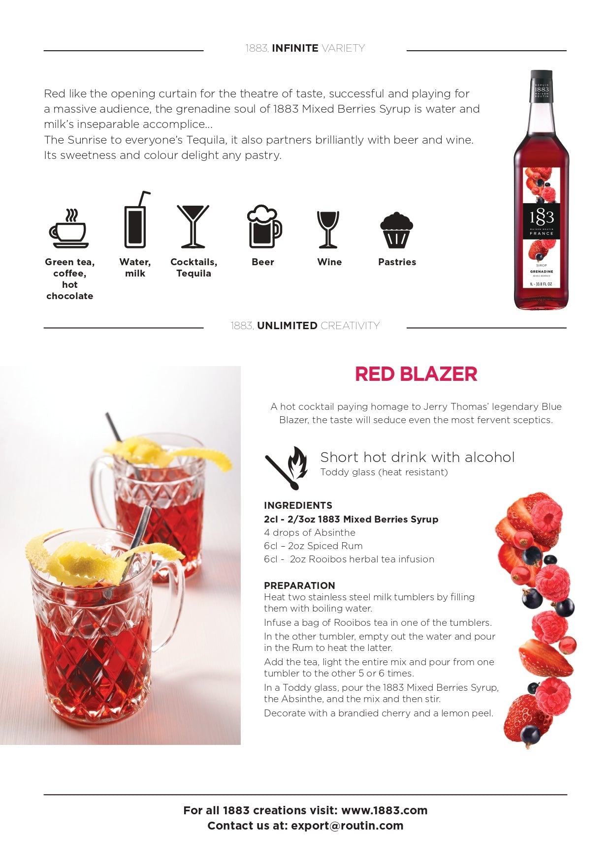 1883 Maison Routin Grenadine Syrup PET Bottle Recipes