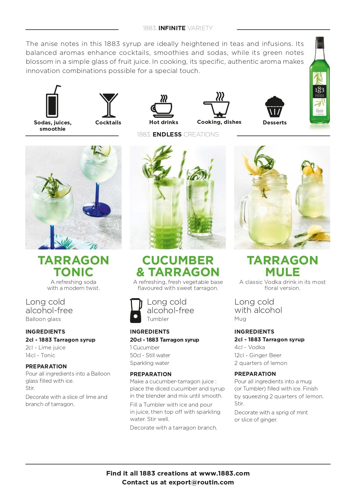 1883 Maison Routin Tarragon Syrup Recipes