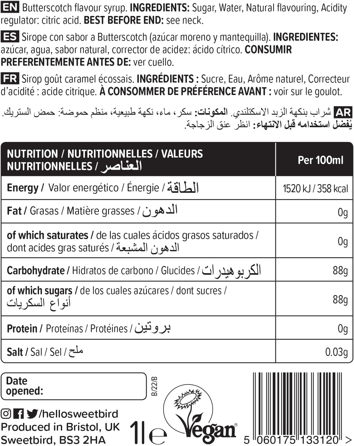 Sweetbird Butterscotch Syrup