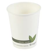 White single wall cup with green banner