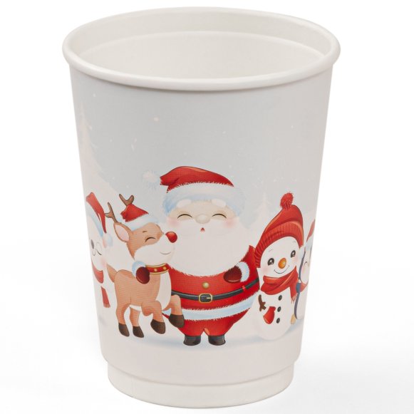 12oz Double Wall White Xmas Cups
