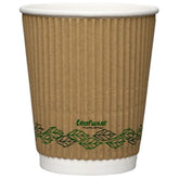 12oz Leafware Kraft Ripple Cups