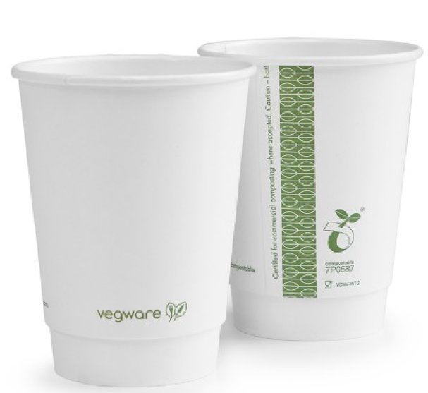 12oz Vegware White Double Wall Cups