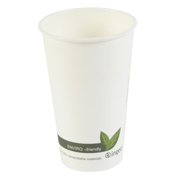 16oz Compostable White Coffee Cups 