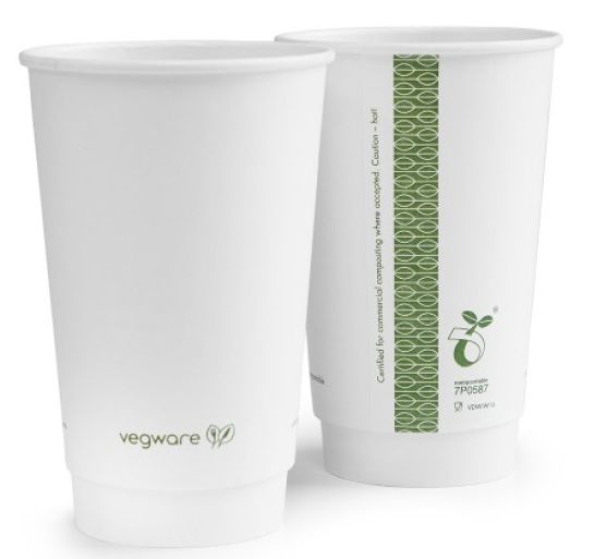 16oz Vegware White Double Wall Cups