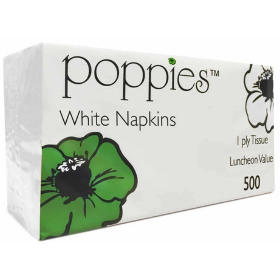 1 Ply Napkin - White 30x30cm 4 Fold