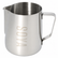 A stainless steel milk pitcher with a brushed finish, featuring a rectangular handle and the brand name 'SOYA' debossed vertically on the front, set against a plain white background.