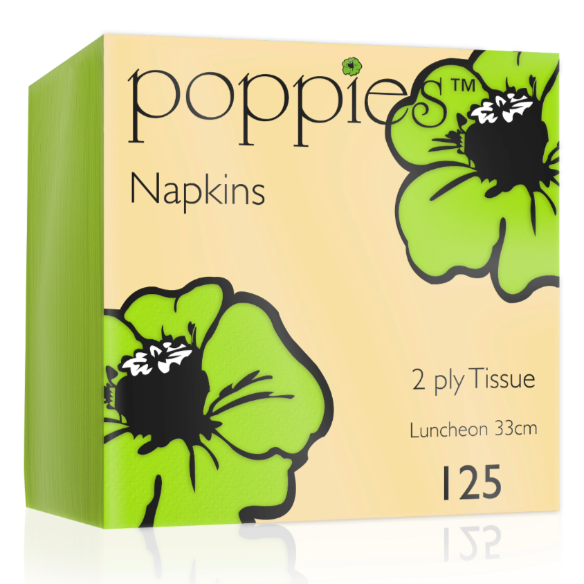 2 Ply Napkin - Lime Zest 33x33cm 4 Fold (125)