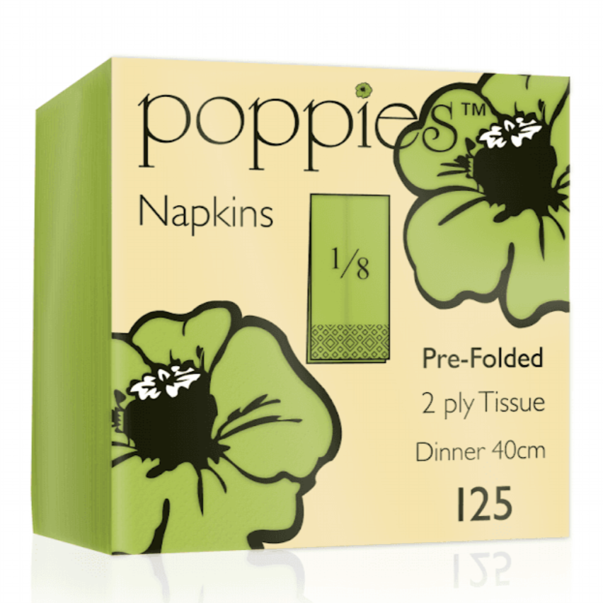 2 Ply Napkin - Lime Zest 40x40cm 8 Fold 