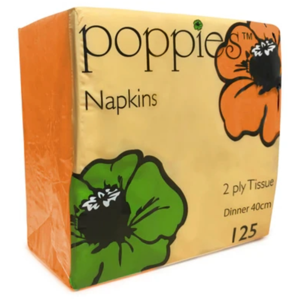 2 Ply Napkin - Orange 40x40cm 4 Fold 
