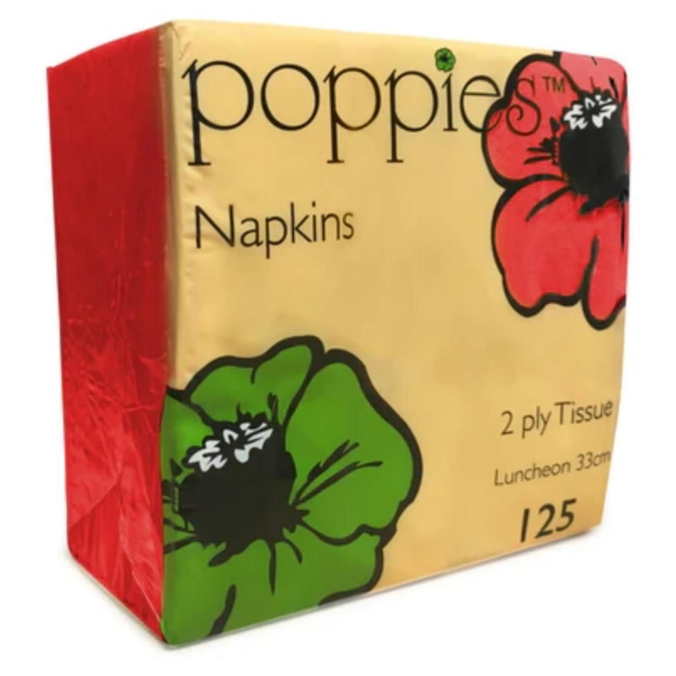 2 Ply Napkin - Red 33x33cm 4 Fold