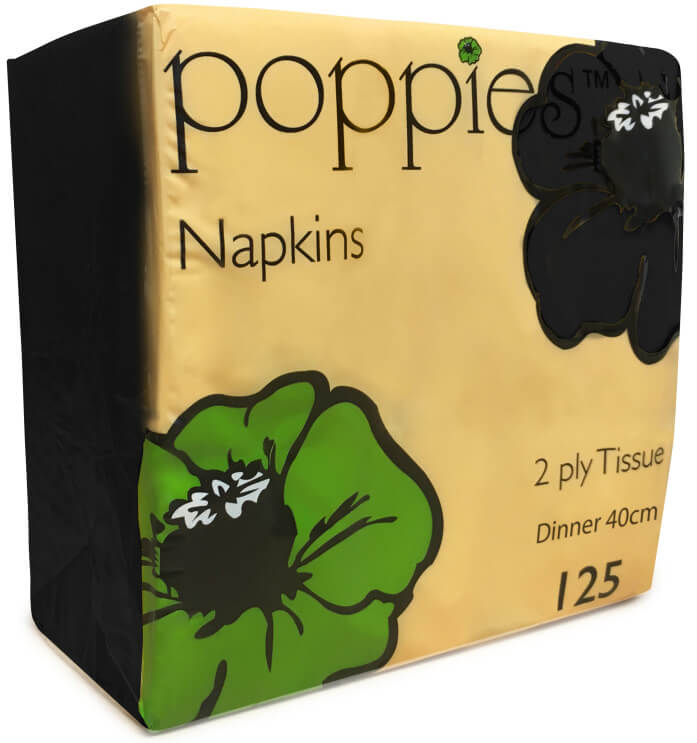 2 Ply Napkin - Black 40x40cm