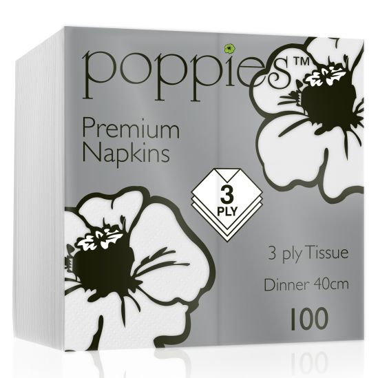 3 Ply Napkin - White 40x40cm 8 Fold