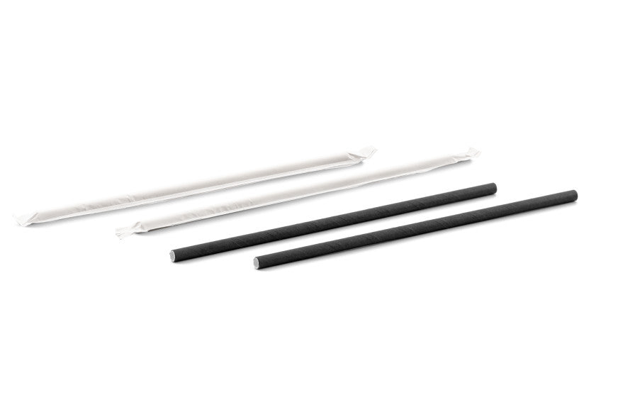 Paper Straws - Black Wrapped 197 x 6mm