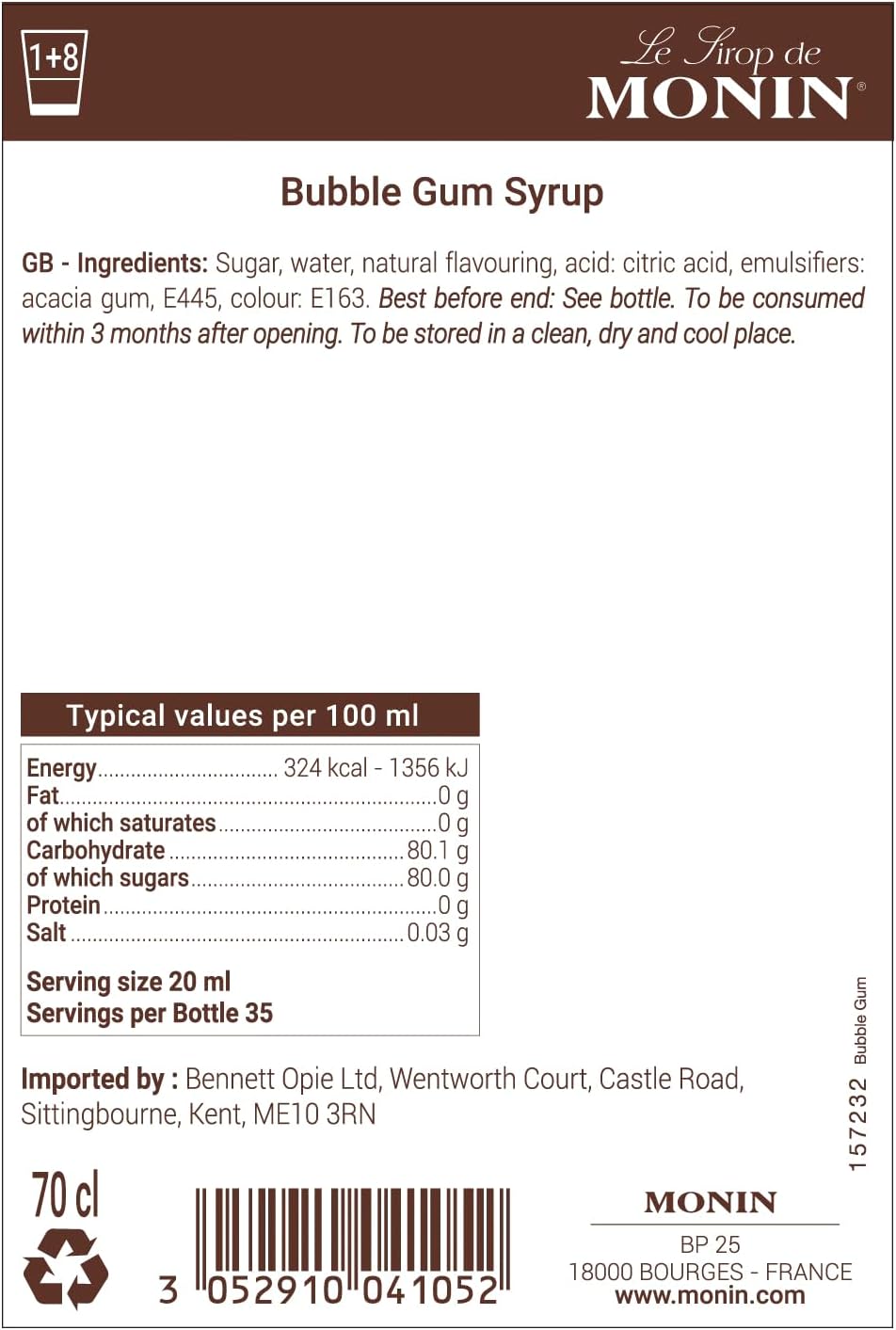Monin Bubblegum Syrup (700ml)