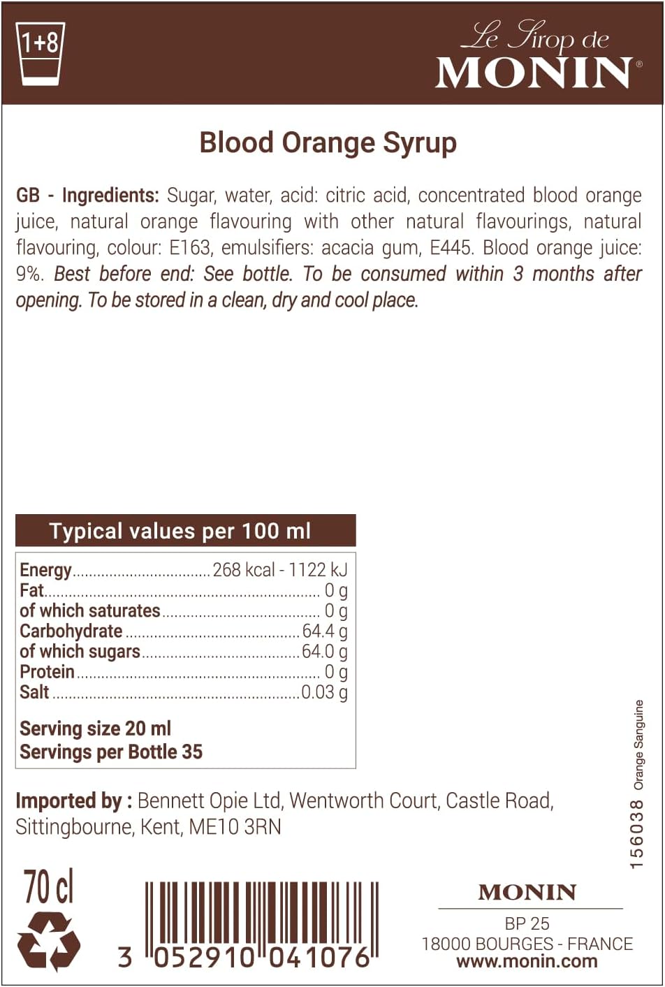 Monin Blood Orange Syrup (700ml)