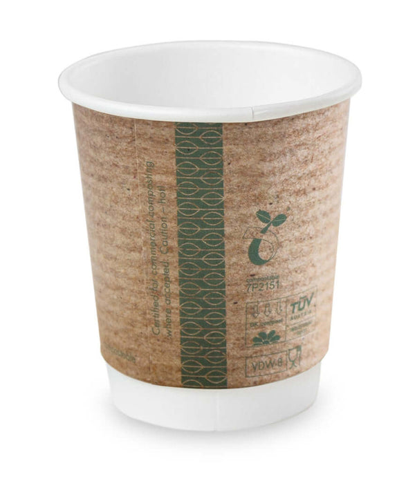 8oz Vegware Kraft Double Wall Disposable Cups | Pack Of 100 – Bulk Coffee