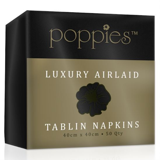 Airlaid Napkin - Black 40x40cm 8 Fold