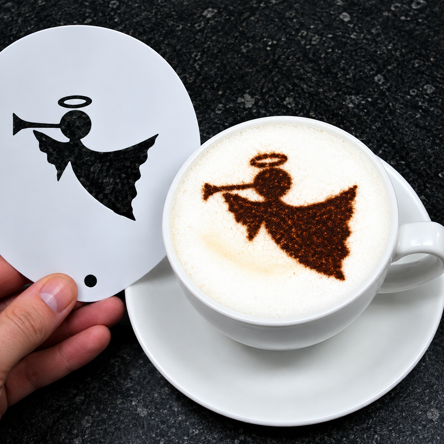Angel Design Latte Art Coffee Stencil