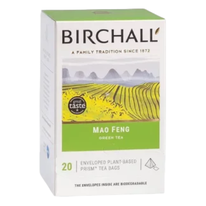Birchall Green Tea String, Tag & Envelope Prism Tea Bags (20)