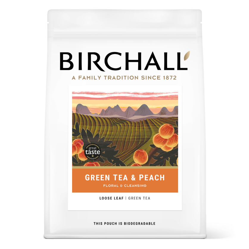 Birchall Green Tea & Peach Loose Leaf Tea (125g)