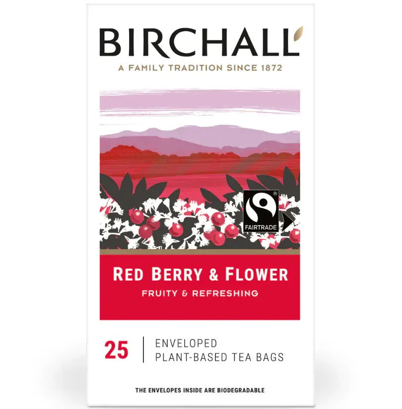 Birchall Red Berry Flower Fairtrade Envelope Tea Bags