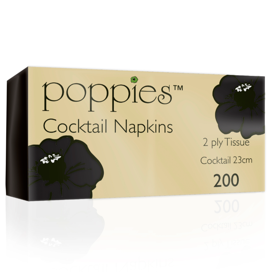 Black Cocktail Napkins - 23x23cm (200)