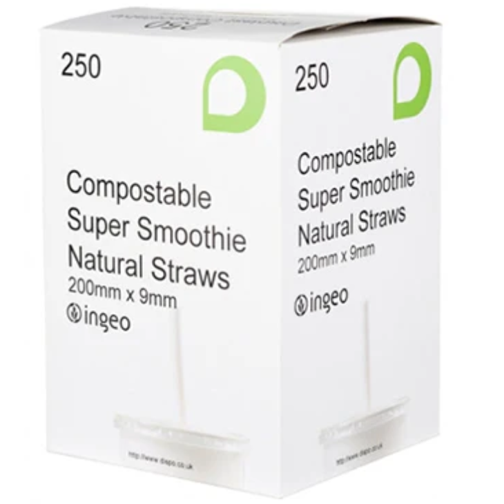White Compostable Smoothie Straws (200)