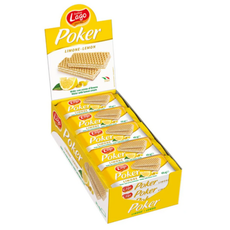 Gastone Lago Poker Lemon Cream Wafers (20 x 45g)
