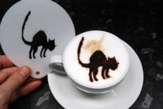 Halloween Scary Cat Latte Art Coffee Stencil