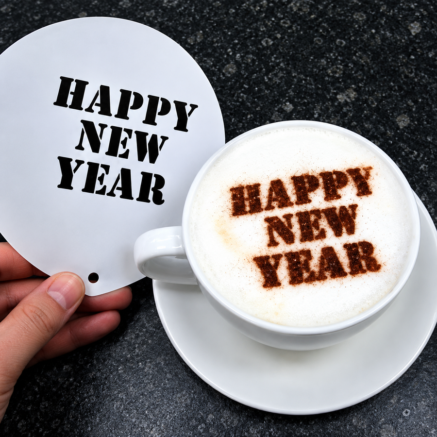 Happy New Year Coffee Stencil
