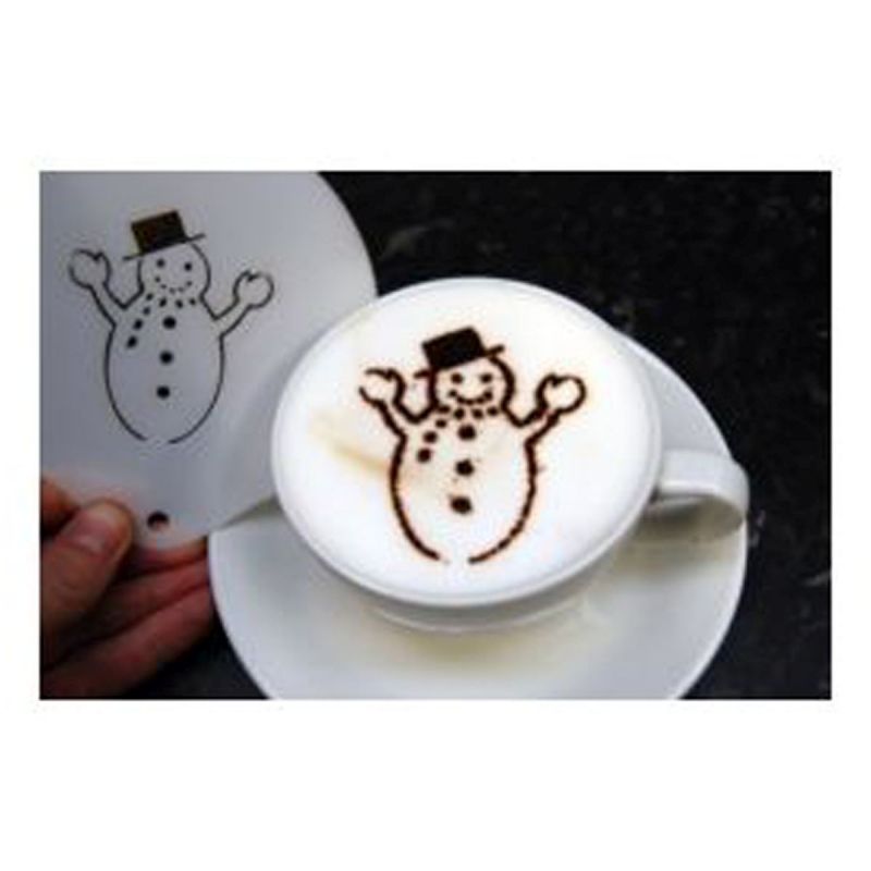 Happy Snowman Latte Art Coffee Stencil
