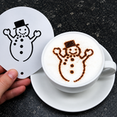 Happy Snowman Latte Art Coffee Stencil