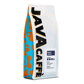 Colourful Java Caffe bag on a white background