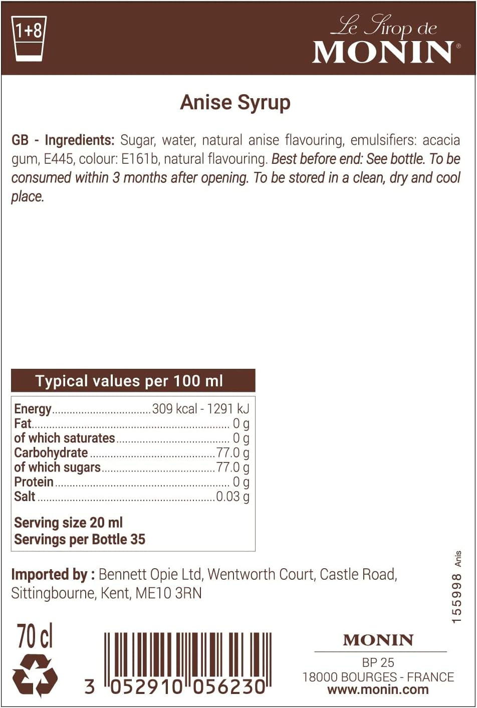 Monin Aniseed Syrup (700ml)