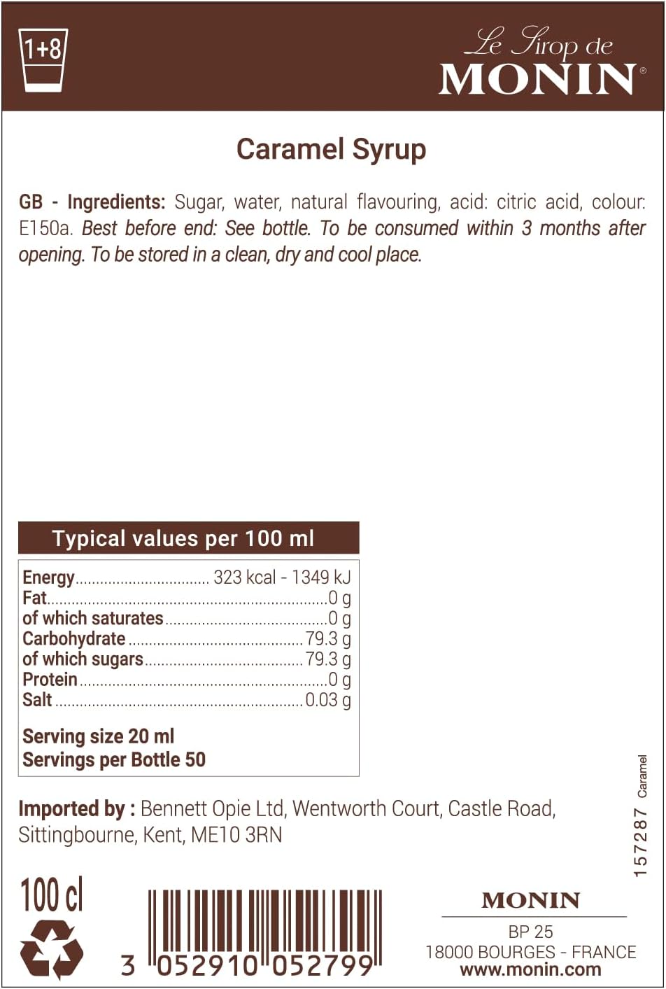 Monin Caramel Syrup 1 Litre