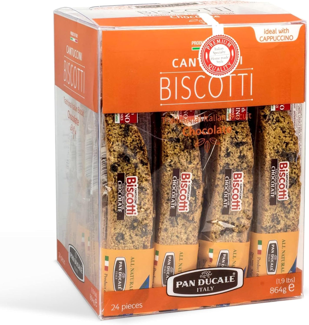 Box of Pan Ducale Biscotti with an orange and white design
