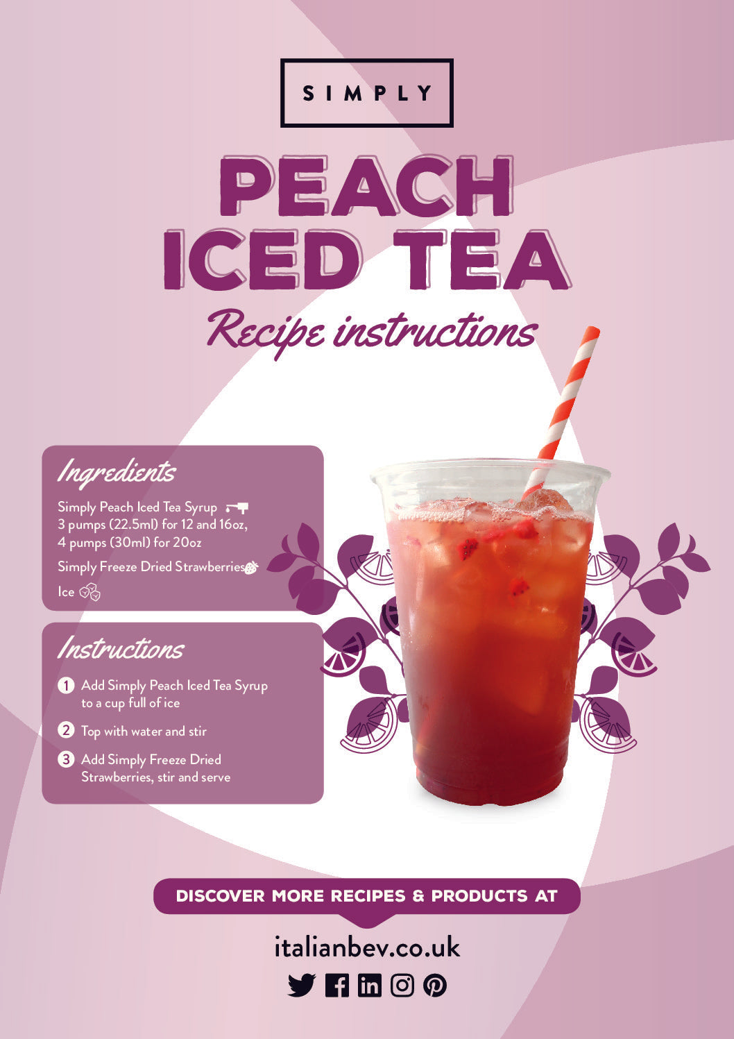 Simply Peach Iced Tea Sugar Free Syrup (1 Litre)