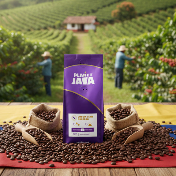 Planet Java 100% Arabica Colombian Excelso Coffee Beans | 1kg Bag ...