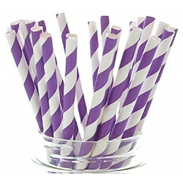 Purple And White Paper Straws