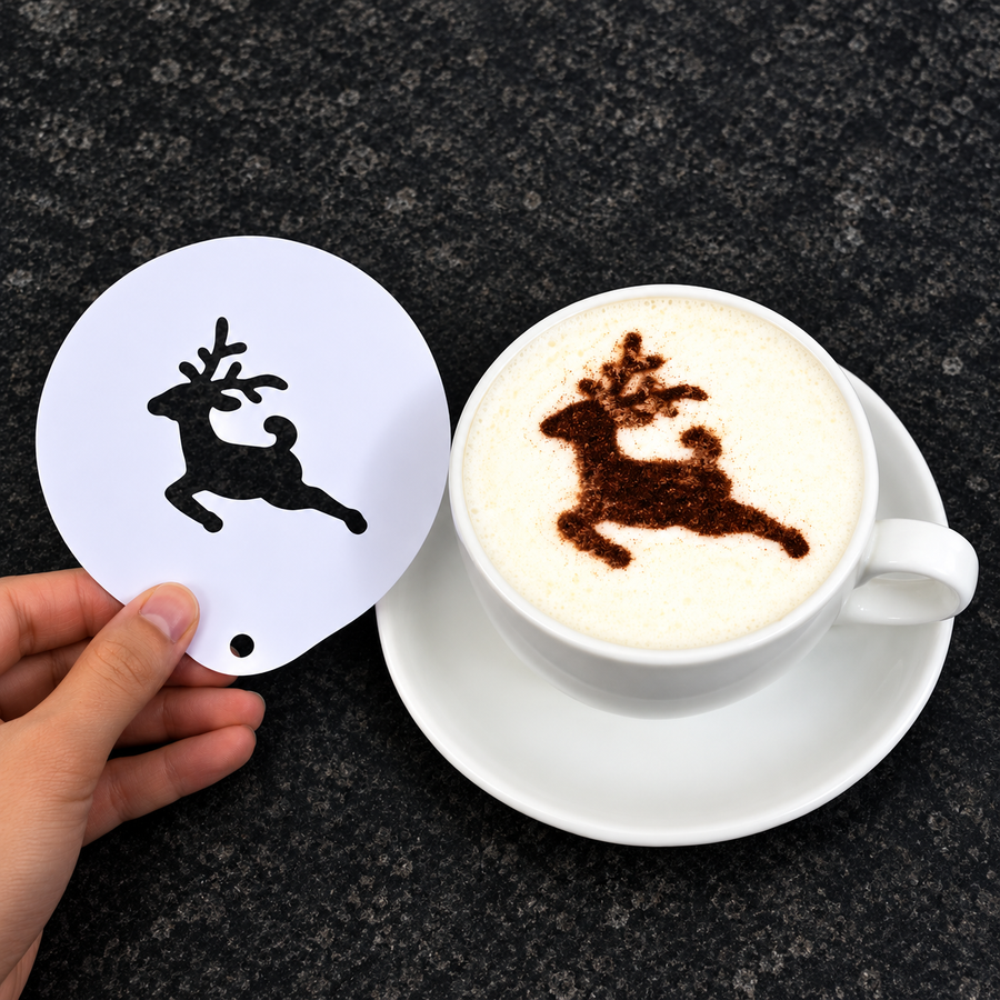 Reindeer Latte Art Coffee Stencil