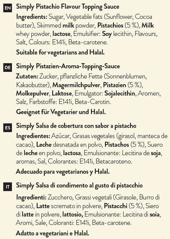 Simply Pistachio Squeezy Topping Sauce (1kg)