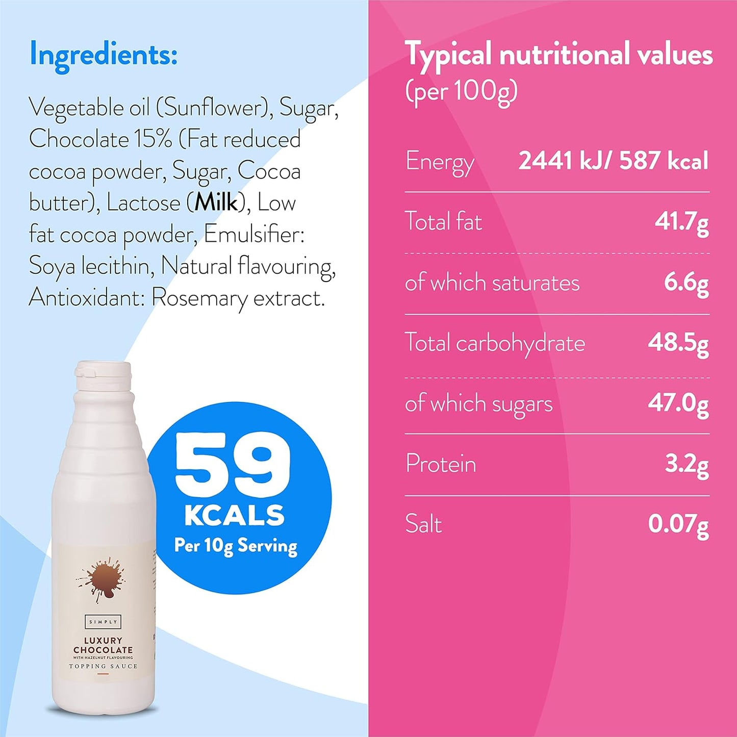 Simply Milk Chocolate Squeezy Topping Sauce (With Hazelnut) (1kg)