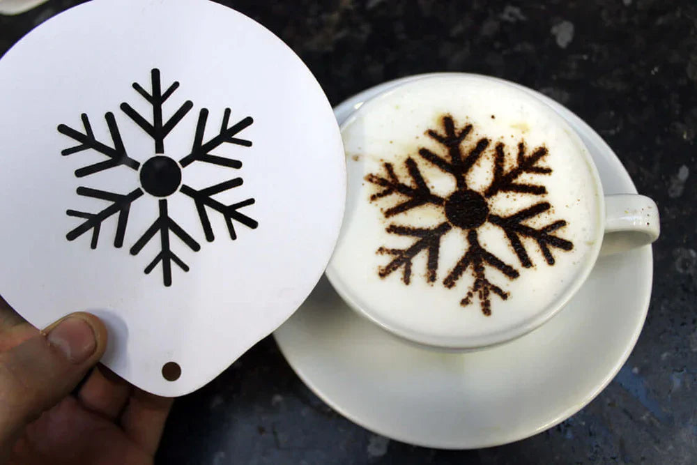 Snowflake Design Latte Art Coffee Stencil