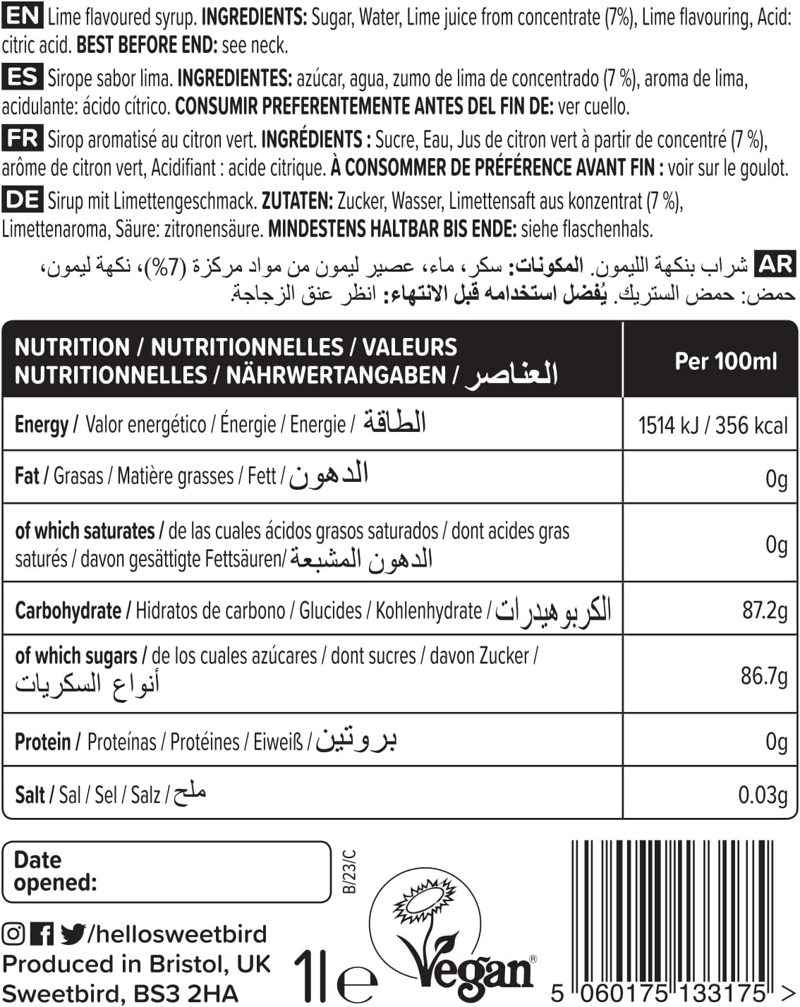 Sweetbird Lime Syrup