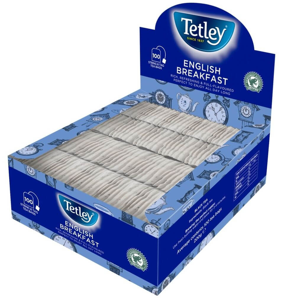 Tetley English Breakfast String and Tag Tea Bags 100