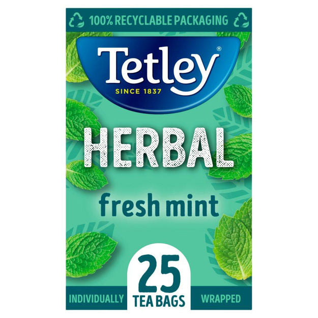 Tetley Herbal Fresh Mint Envelope Tea Bags 25