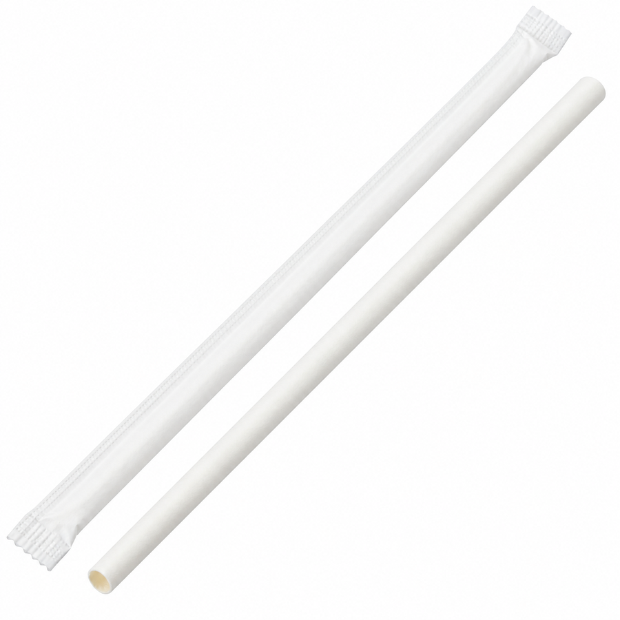 White Wrapped Paper Straws (1000)