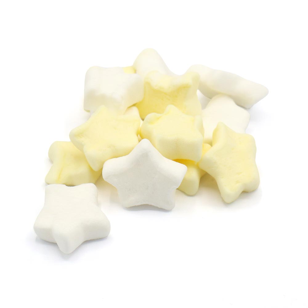 Yellow &amp; White Mini Star Mallows 1Kg