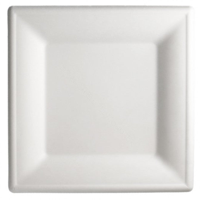 Bagasse Sugarcane Biodegradable Compostable Square Plate 26cm (125)